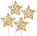 Gold Glitter Stars Cake Topper